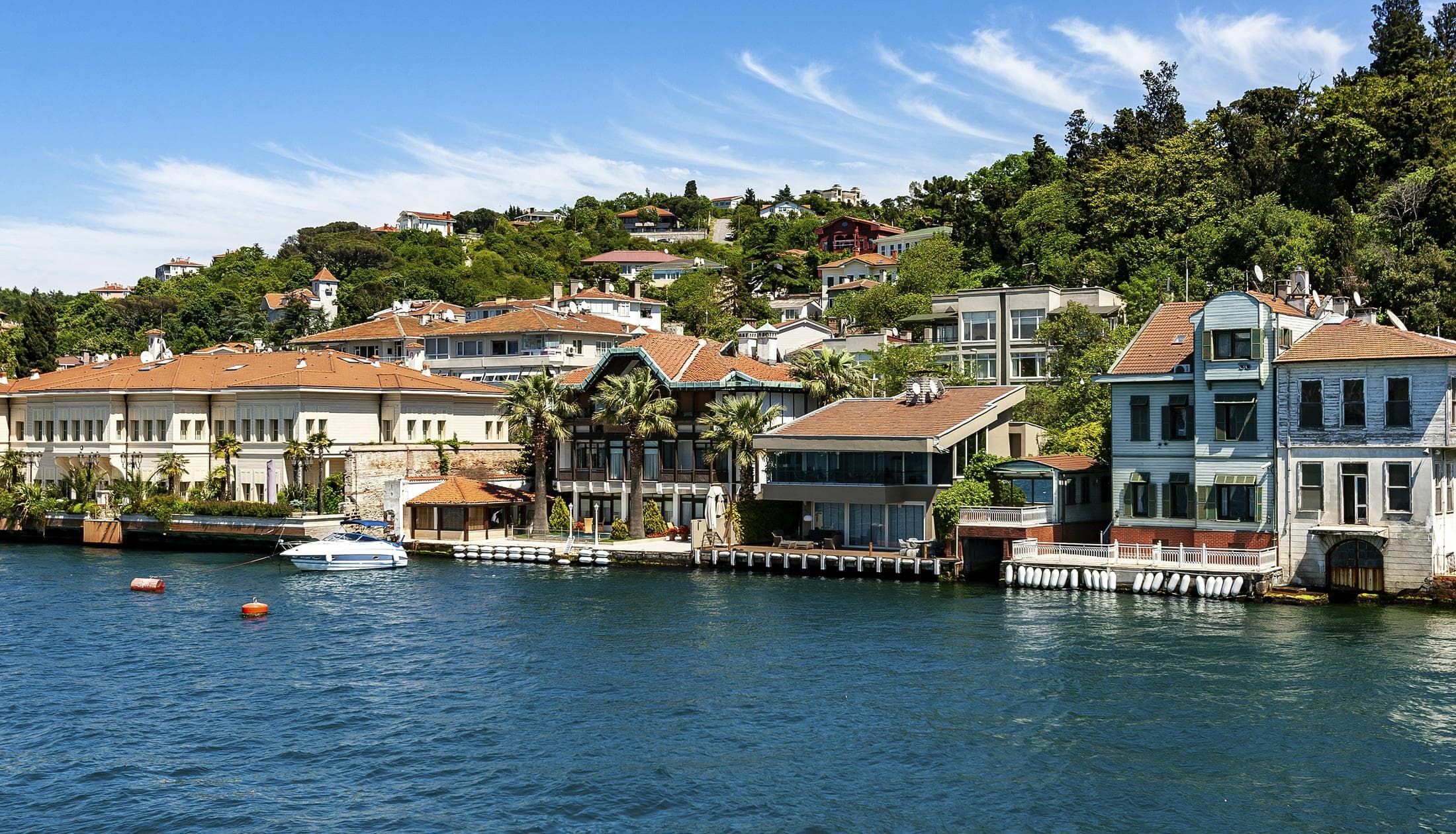 Waterfront houses along the European shore of the Bosphorus